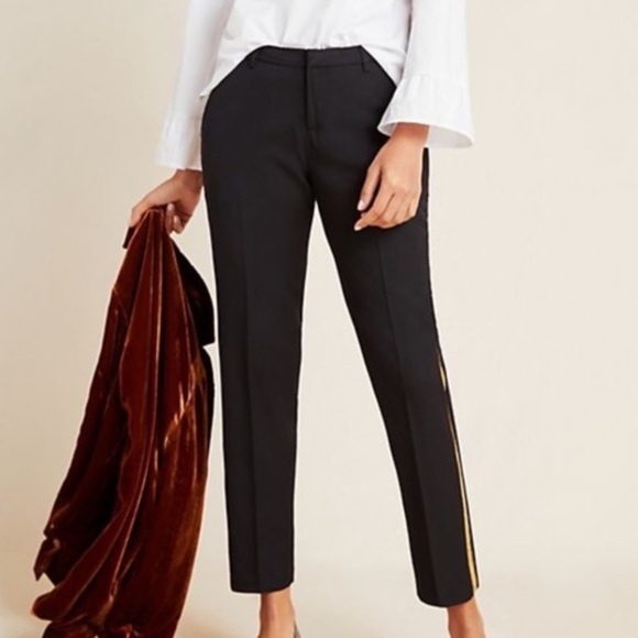 Scotch & Soda Black Cropped Trousers Pants Faux Snakeskin Trim S - Picture 1 of 7